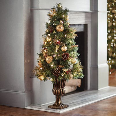 Home Accents 33-inch Floral Pre-lit Potted Tree (Battery ...