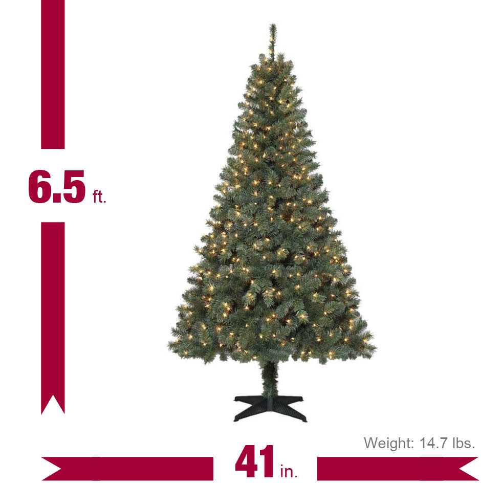 6.5 ft. Verde Spruce Artificial Christmas Tree with 400 Clear Lights ...