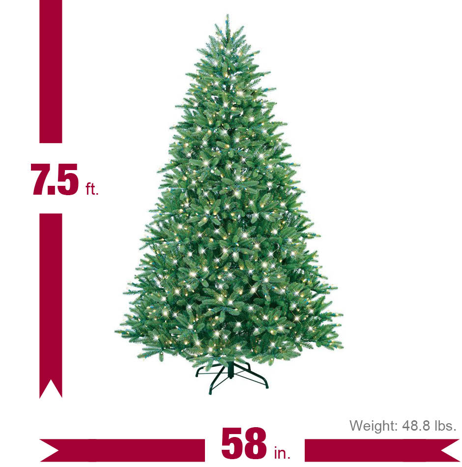 GE 7.5 ft. Just Cut Fraser Fir EZ Light Artificial Christmas Tree with ...